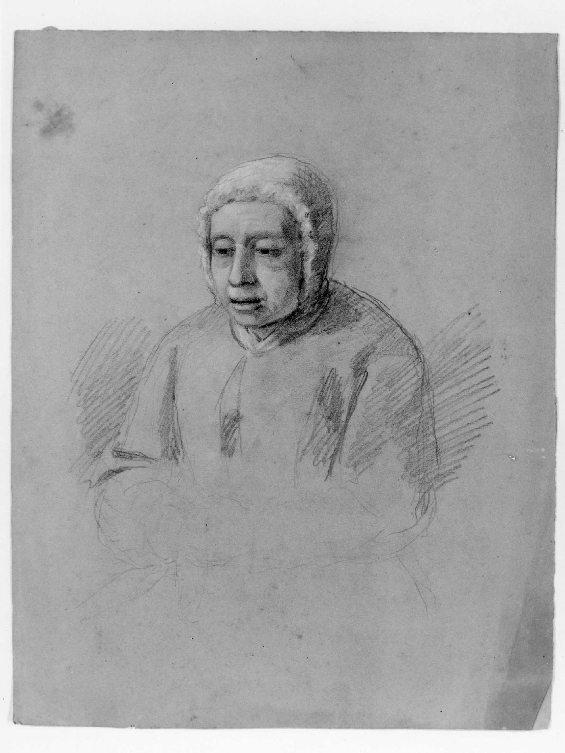 ritratto di donna anziana (disegno) di Recchia Angelo (attribuito) (metà sec. XIX)