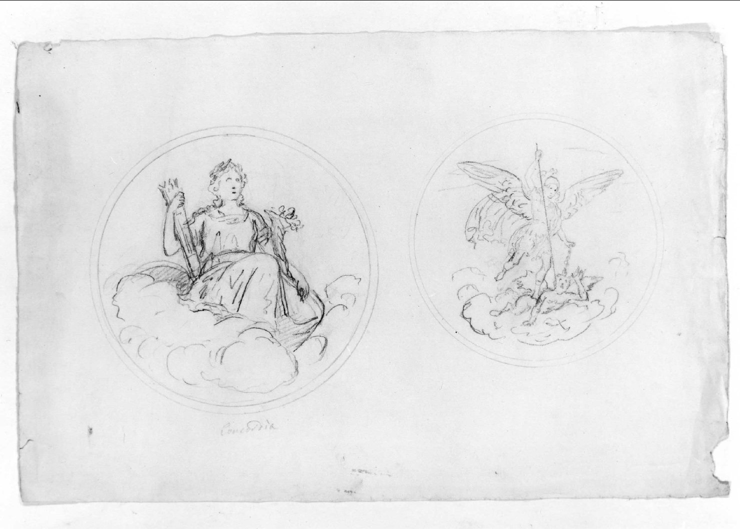Concordia e San Michele Arcangelo (disegno) di Recchia Angelo (attribuito) (metà sec. XIX)