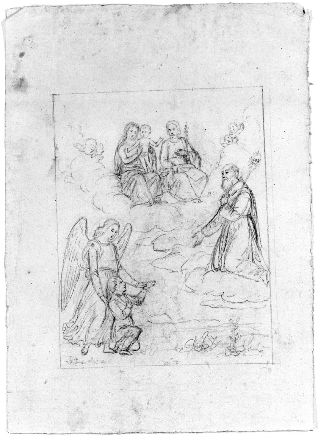 scena sacra (disegno) di Recchia Angelo (attribuito) (metà sec. XIX)