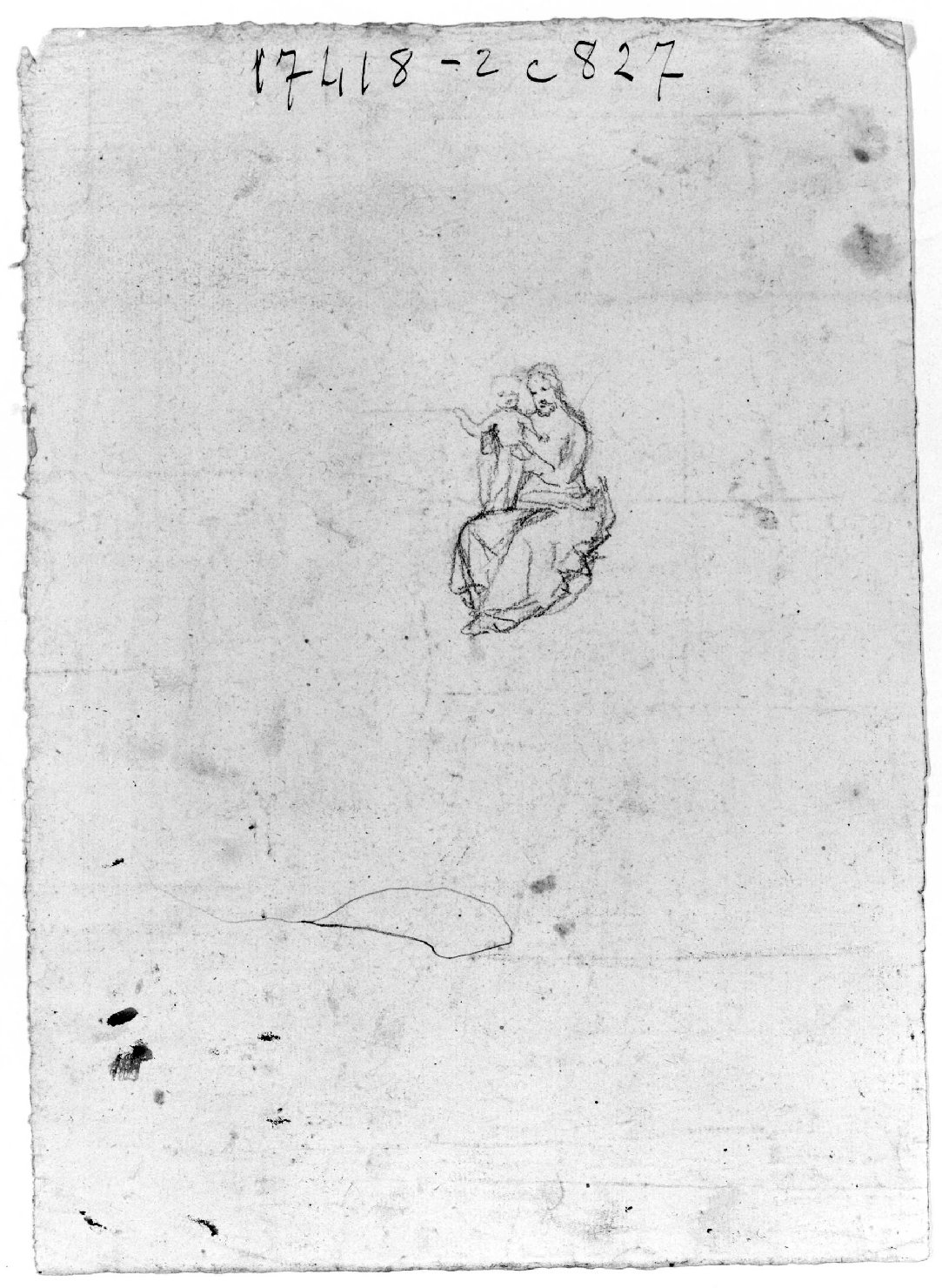 Madonna con Bambino (disegno) di Recchia Angelo (attribuito) (metà sec. XIX)