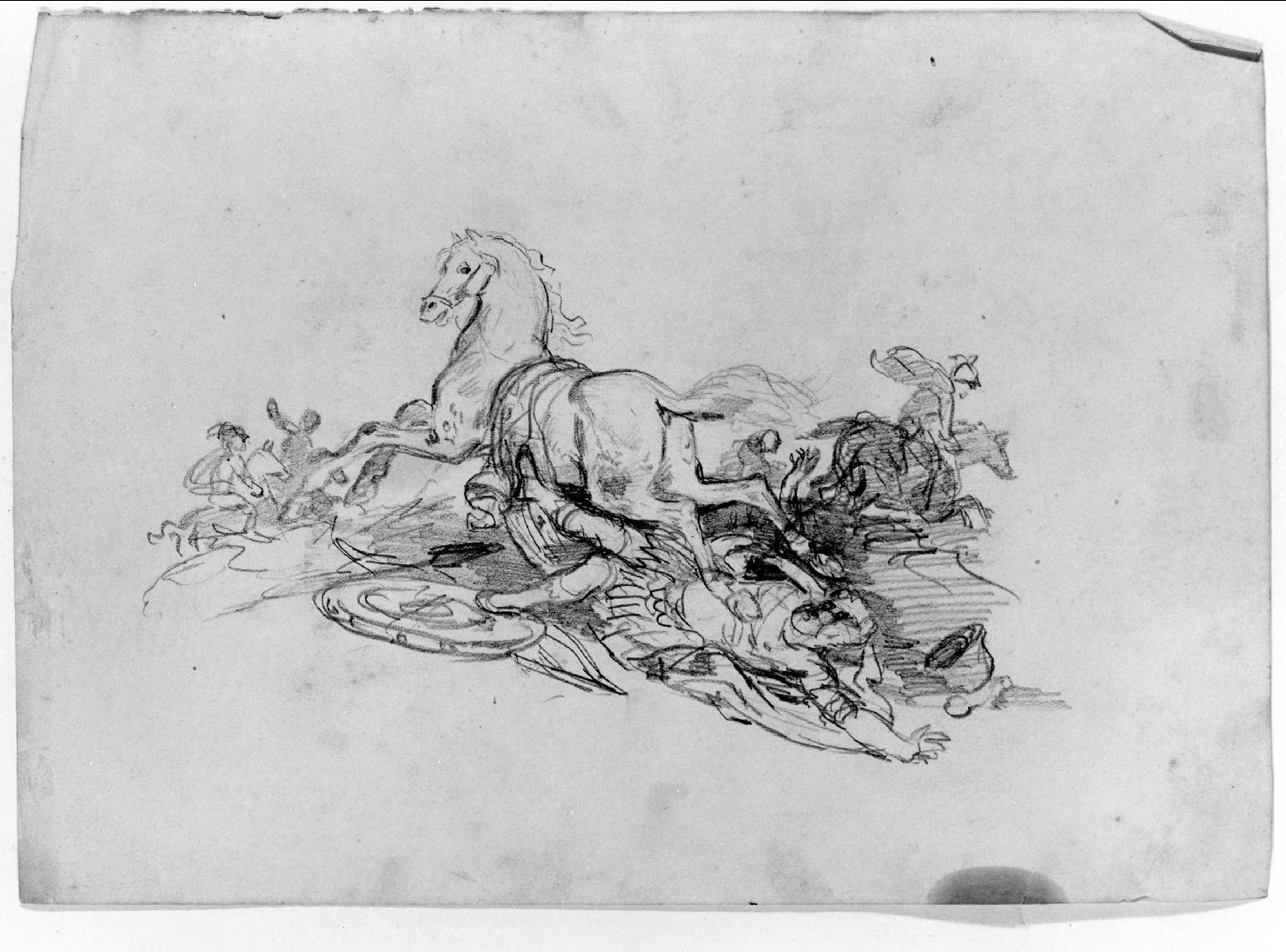 scena di battaglia (disegno) di Recchia Angelo (attribuito) (metà sec. XIX)