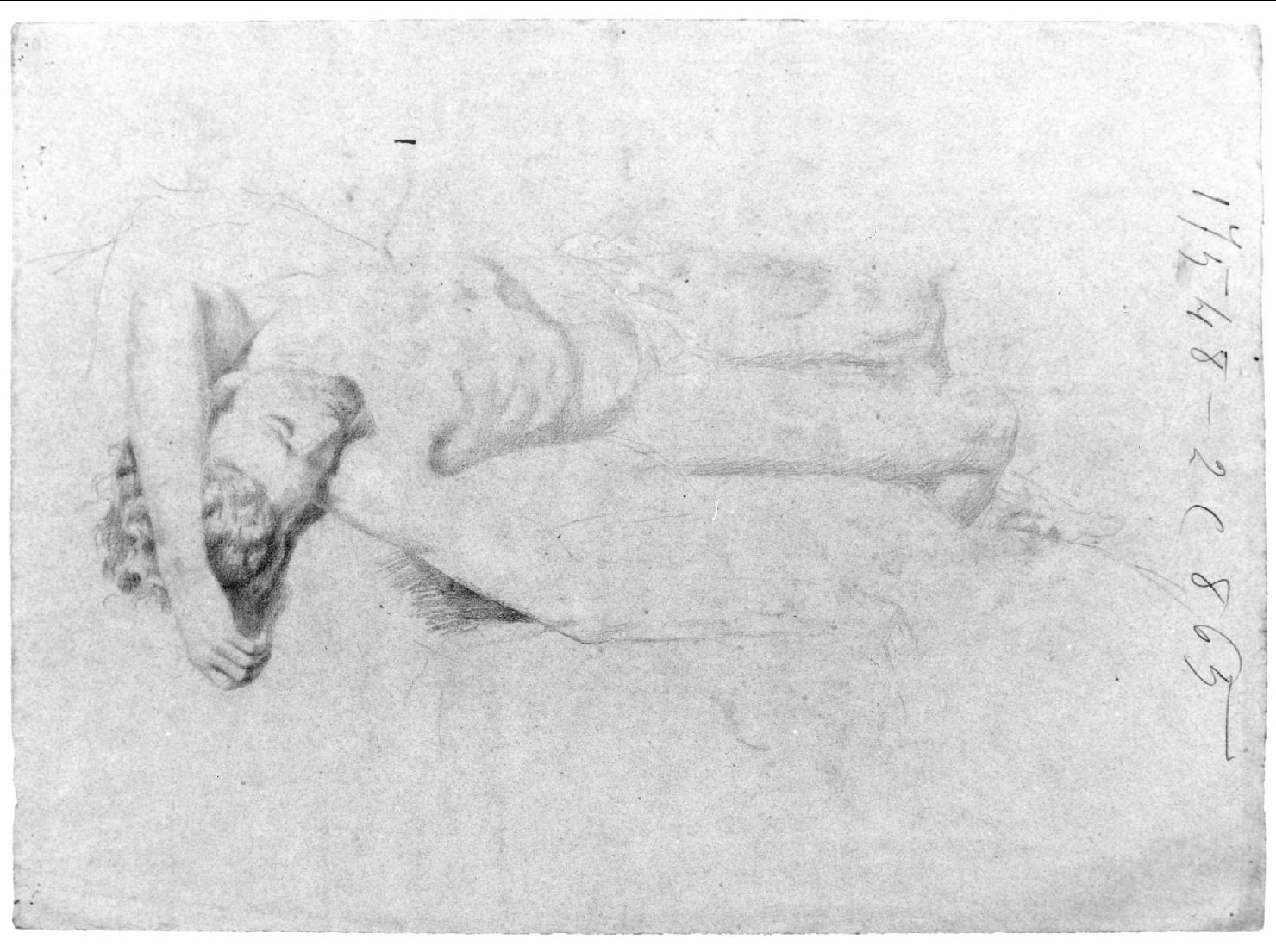 figura maschile nuda (disegno) di Recchia Angelo (metà sec. XIX)