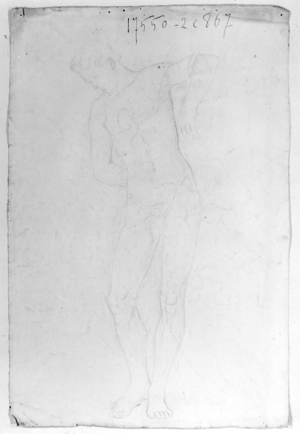 figura maschile nuda (disegno) di Recchia Angelo (metà sec. XIX)