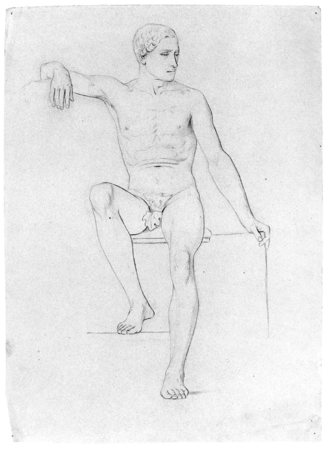 figura maschile nuda (disegno) di Recchia Angelo (metà sec. XIX)