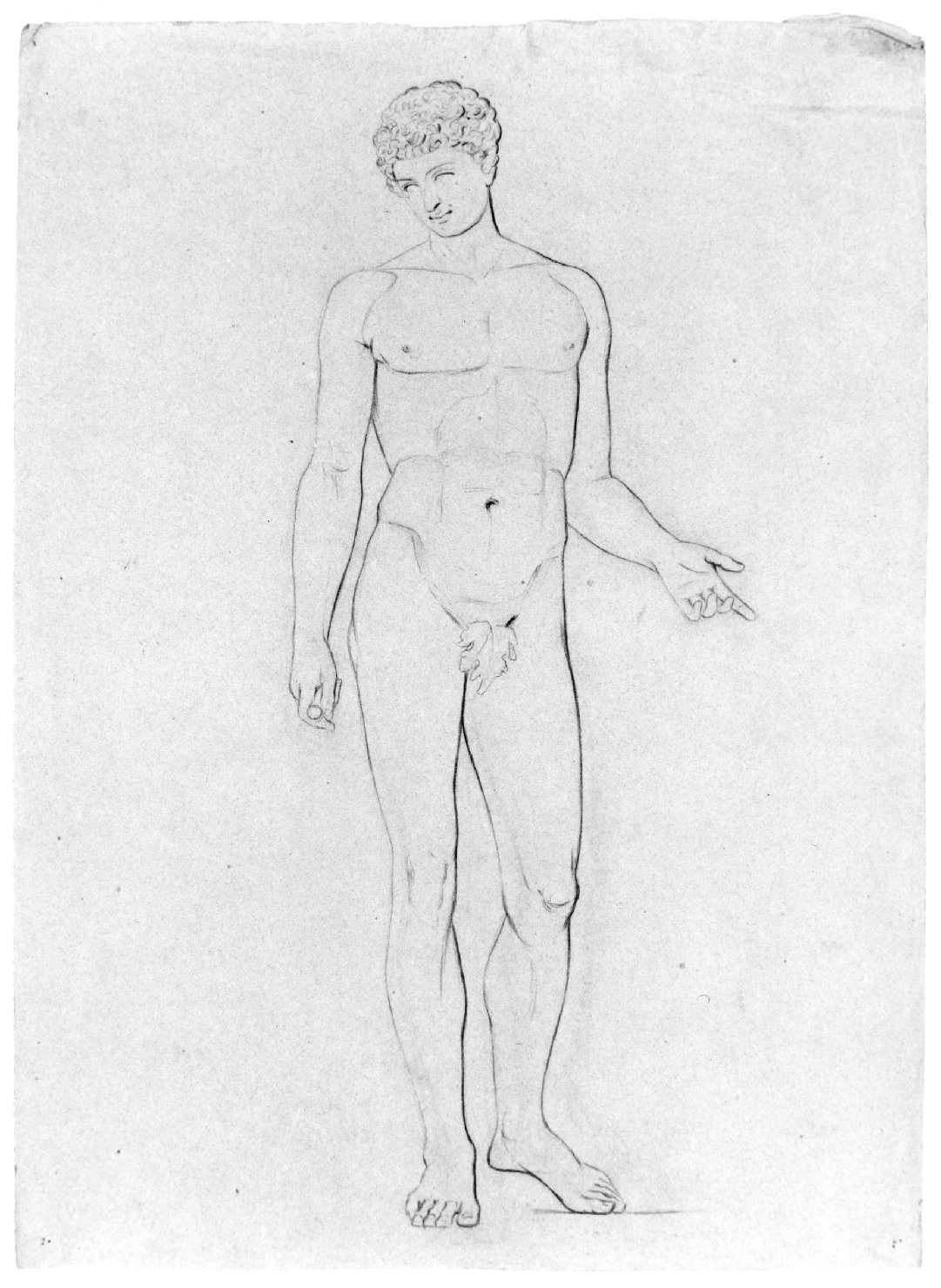 figura maschile nuda (disegno) di Recchia Angelo (metà sec. XIX)