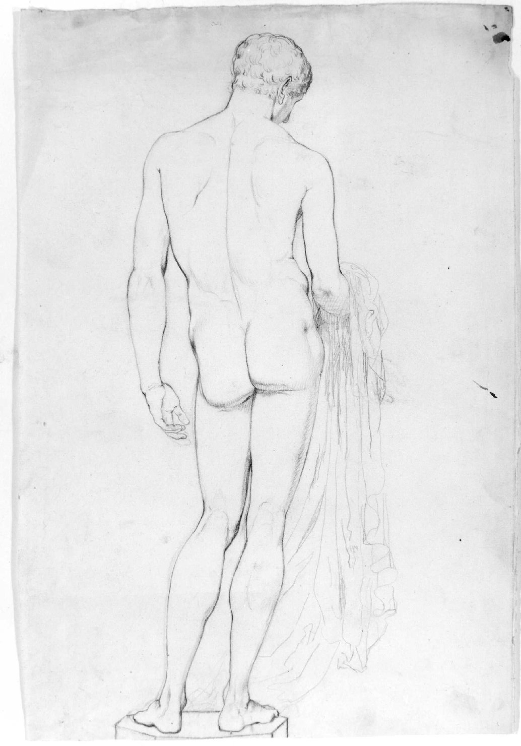 figura maschile nuda (disegno) di Recchia Angelo (metà sec. XIX)