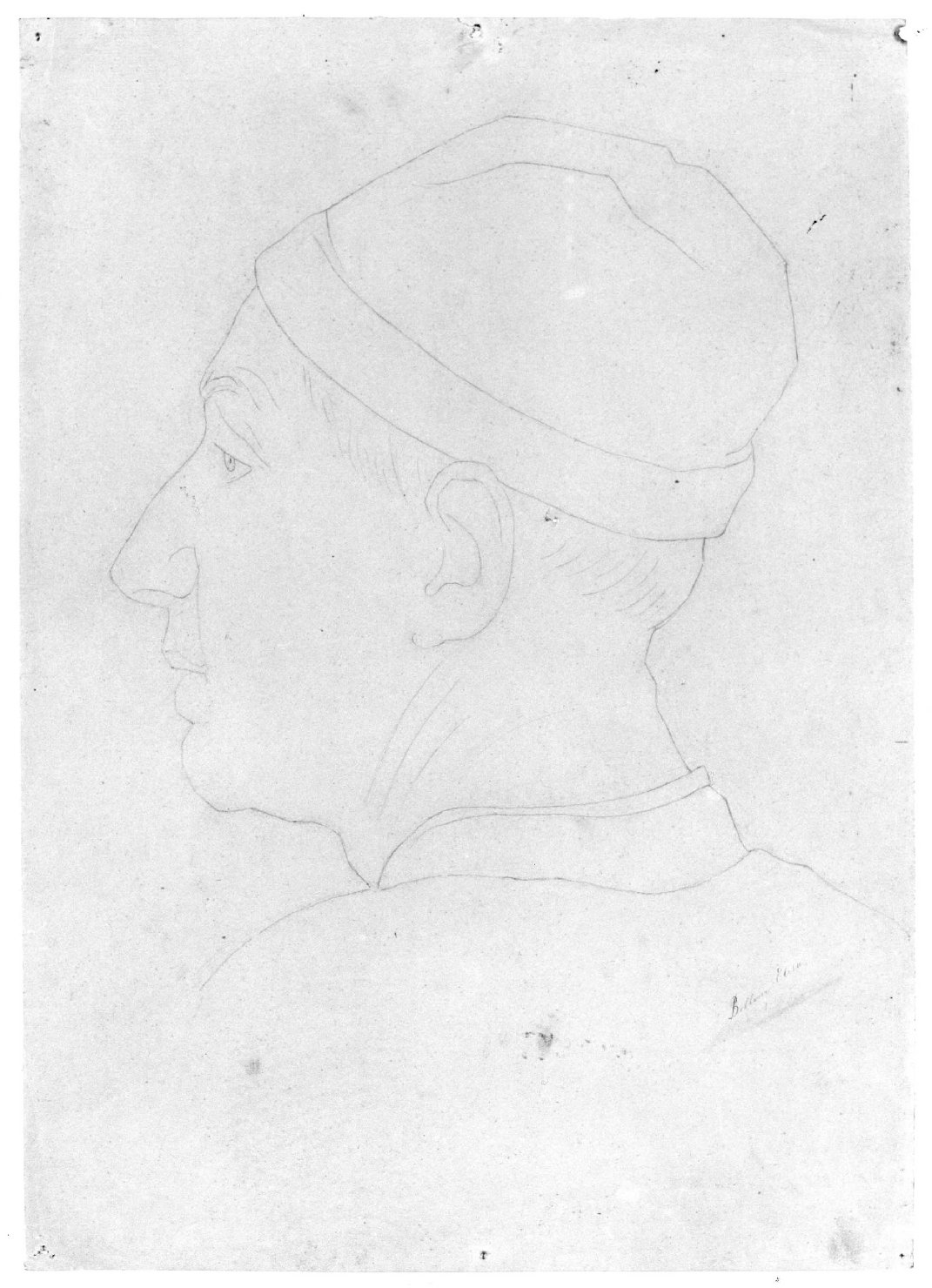testa d'uomo (disegno) di Belloni Elisa (sec. XIX)