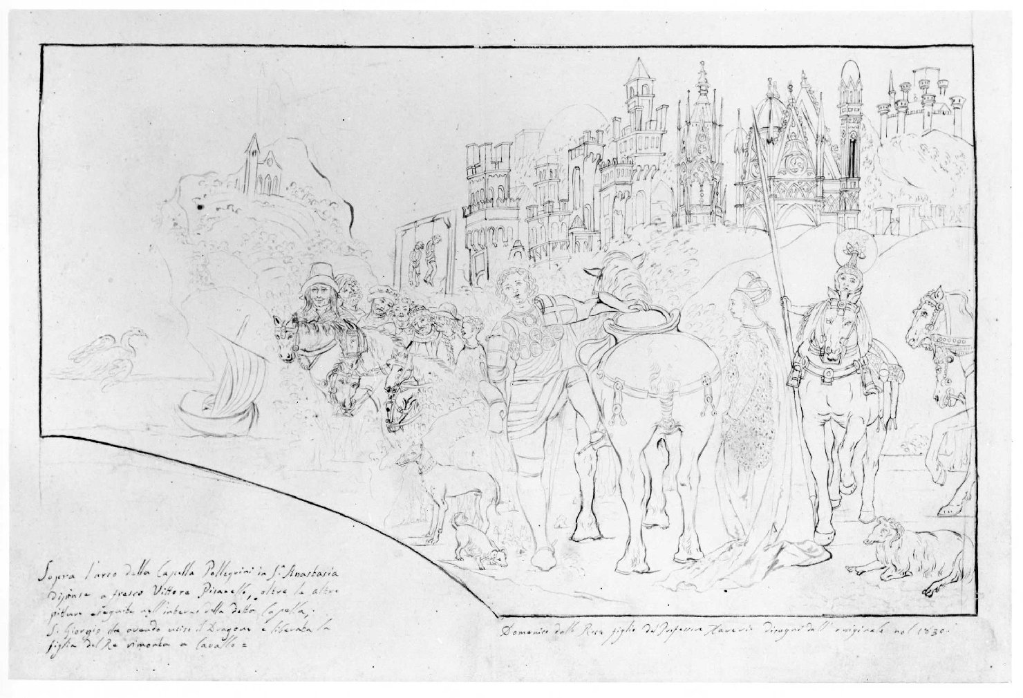 San Giorgio e la principessa (disegno) di Dalla Rosa Domenico (sec. XIX)