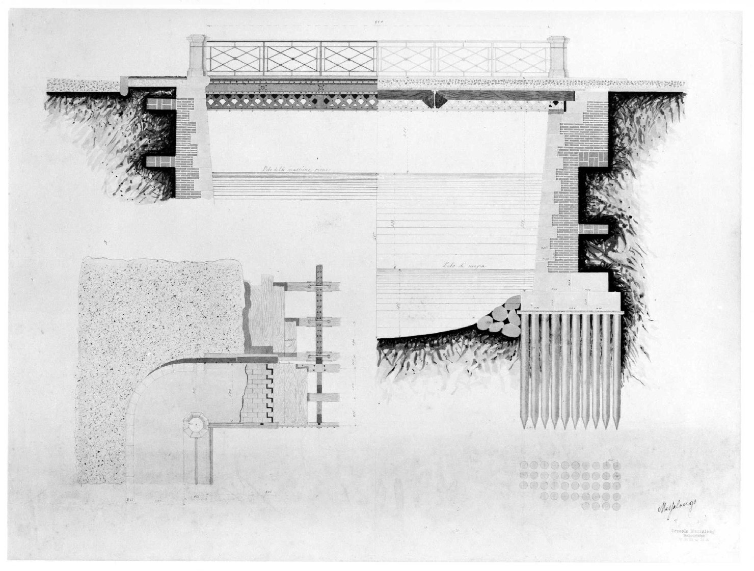 ponte (disegno) di Massalongo Pietro Orseolo (secc. XIX/ XX)