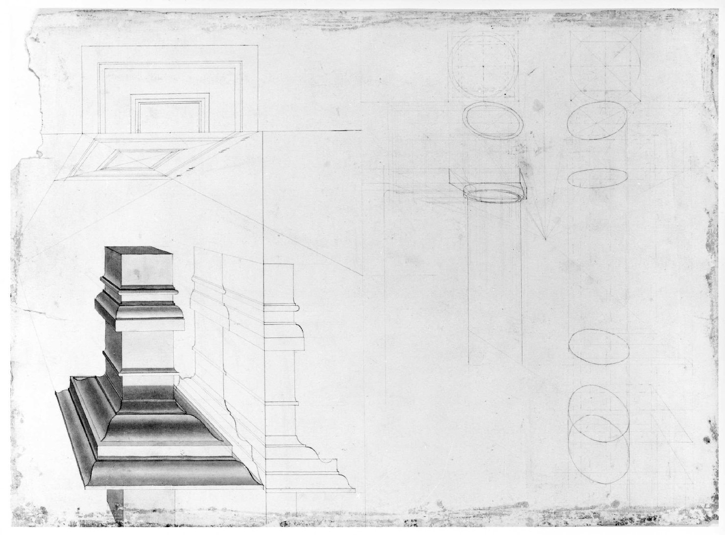 elementi architettonici (disegno) - ambito Italia settentrionale (seconda metà sec. XIX)