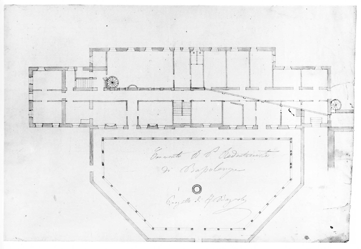 pianta di edificio (disegno) di Bazerla Francesco (sec. XIX)