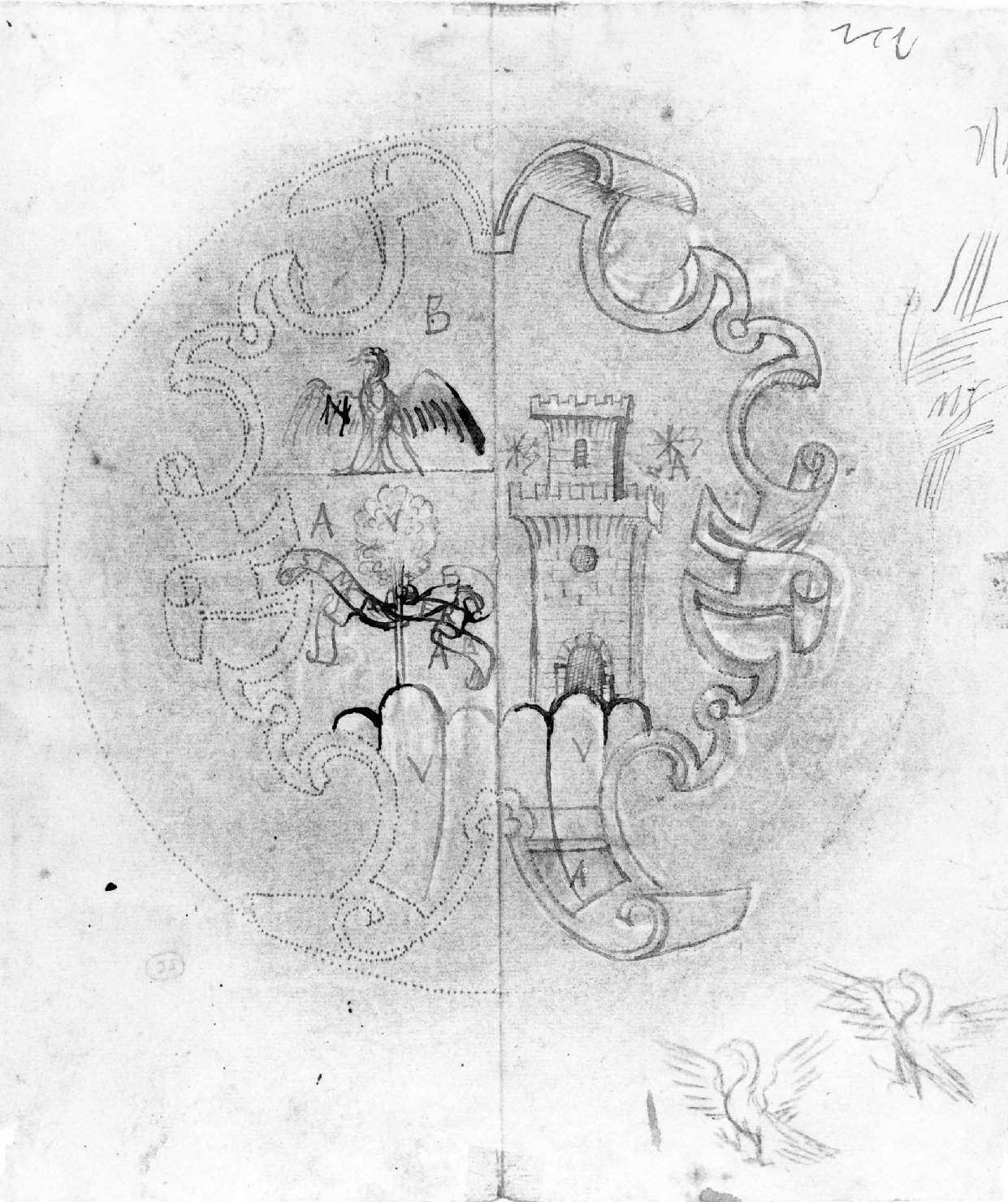 cartiglio (disegno) di Farinati Paolo (bottega) (seconda metà sec. XVI)