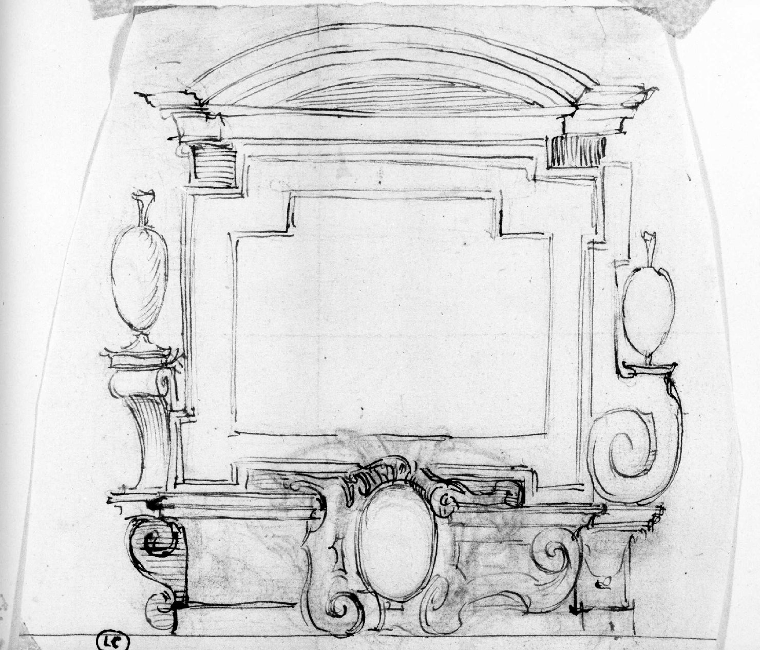 monumento a parete (disegno) di Farinati Paolo (seconda metà sec. XVI)