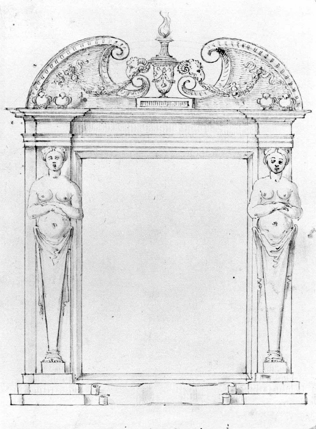 cornice (disegno) di Farinati Paolo (bottega) (seconda metà sec. XVI)