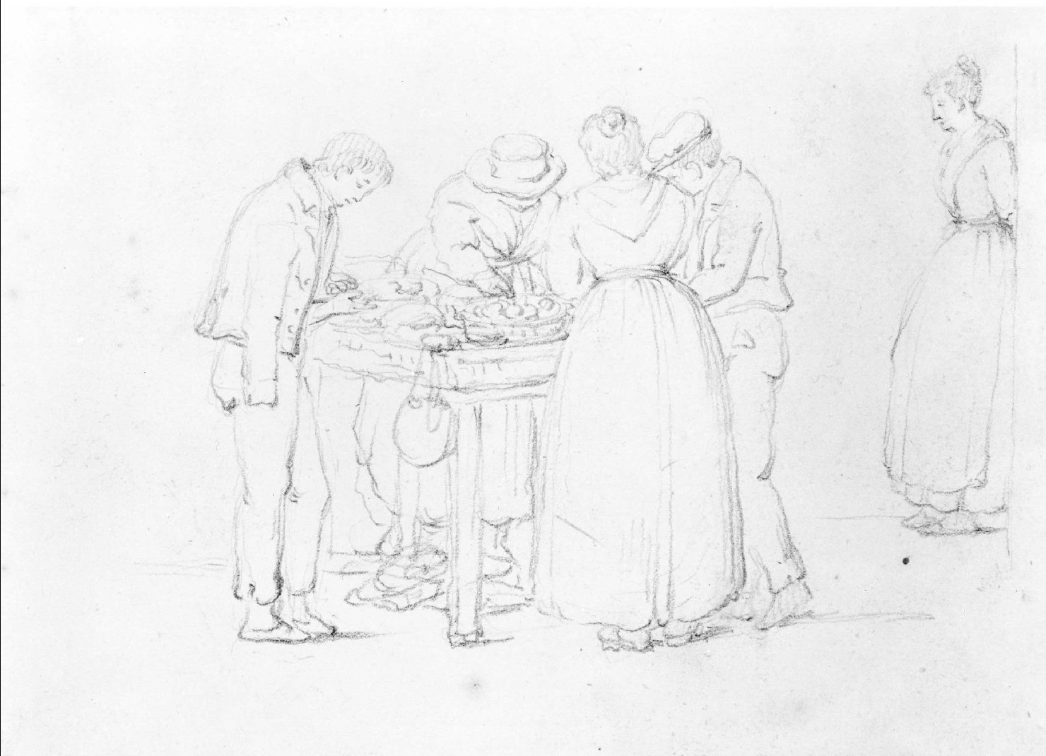 figure maschili e femminili (disegno) di Recchia Angelo (seconda metà sec. XIX)