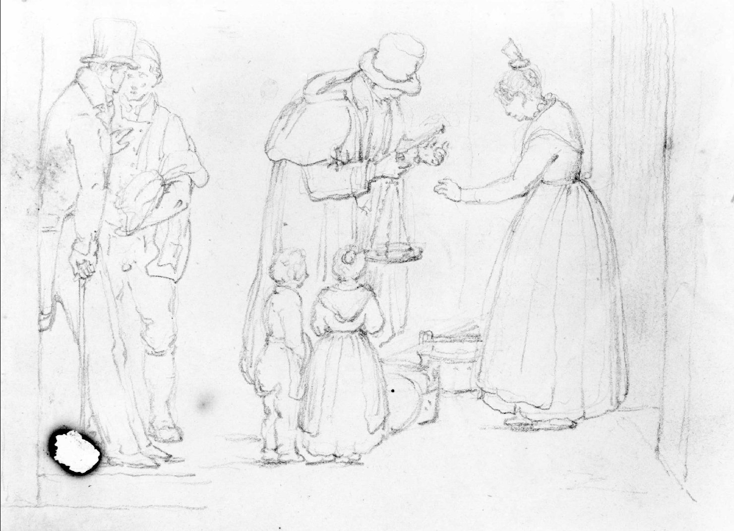 figure maschili e femminili (disegno) di Recchia Angelo (seconda metà sec. XIX)