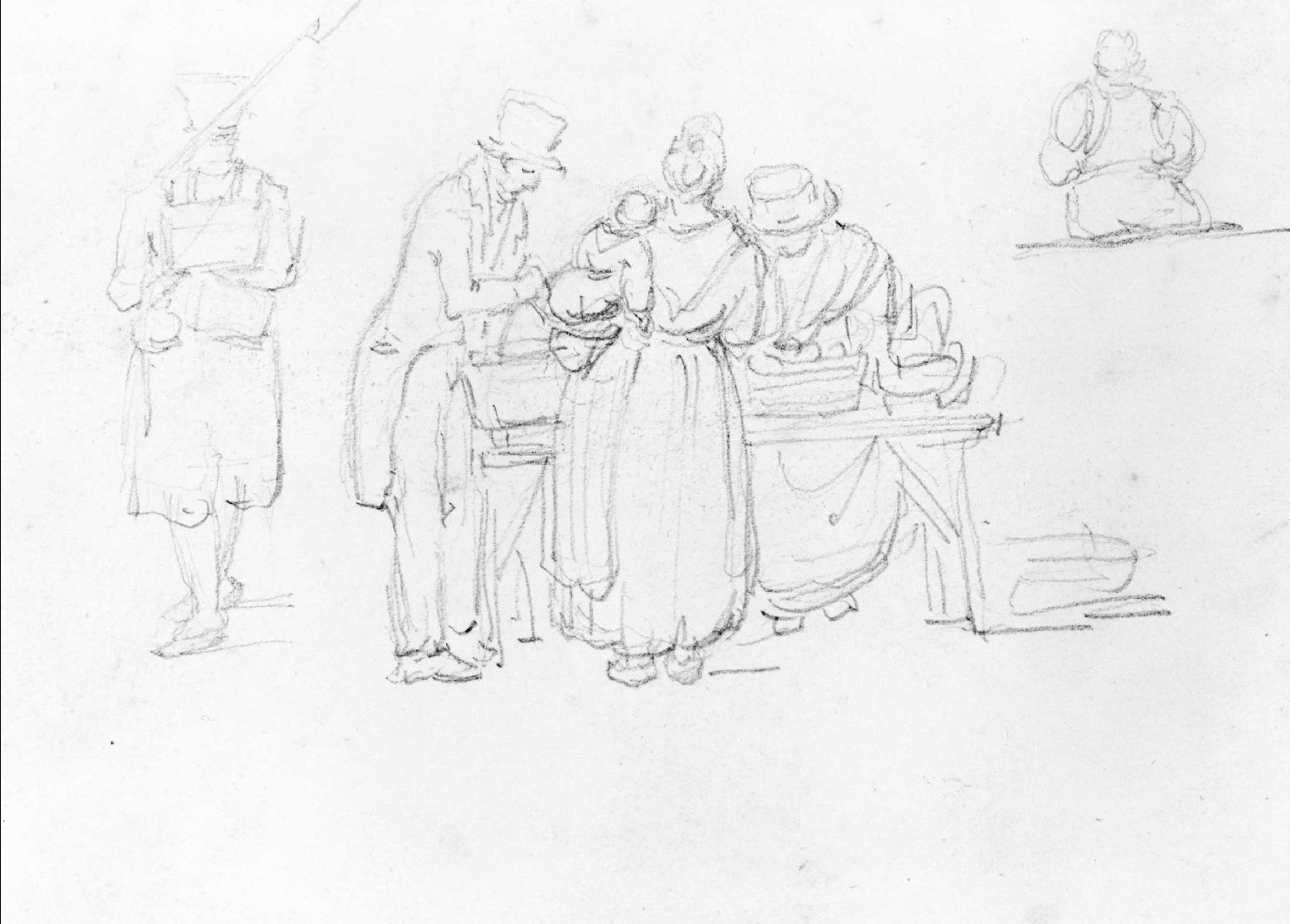 figure maschili e femminili (disegno) di Recchia Angelo (seconda metà sec. XIX)