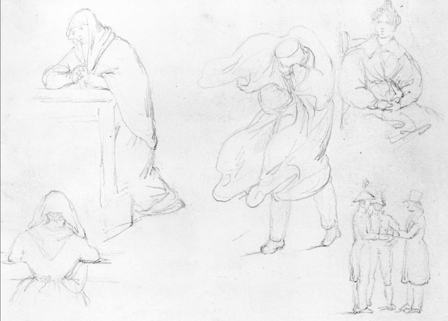 figure maschili e femminili (disegno) di Recchia Angelo (seconda metà sec. XIX)
