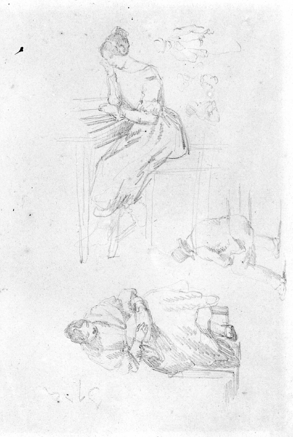 figure maschili e femminili (disegno) di Recchia Angelo (seconda metà sec. XIX)