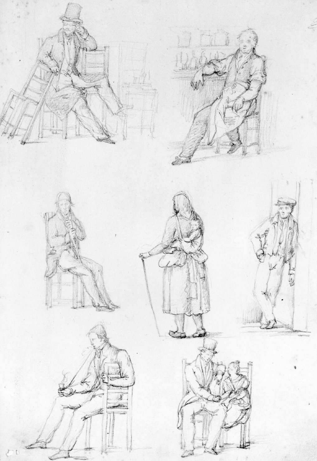 figure, cavalli (disegno) di Recchia Angelo (seconda metà sec. XIX)