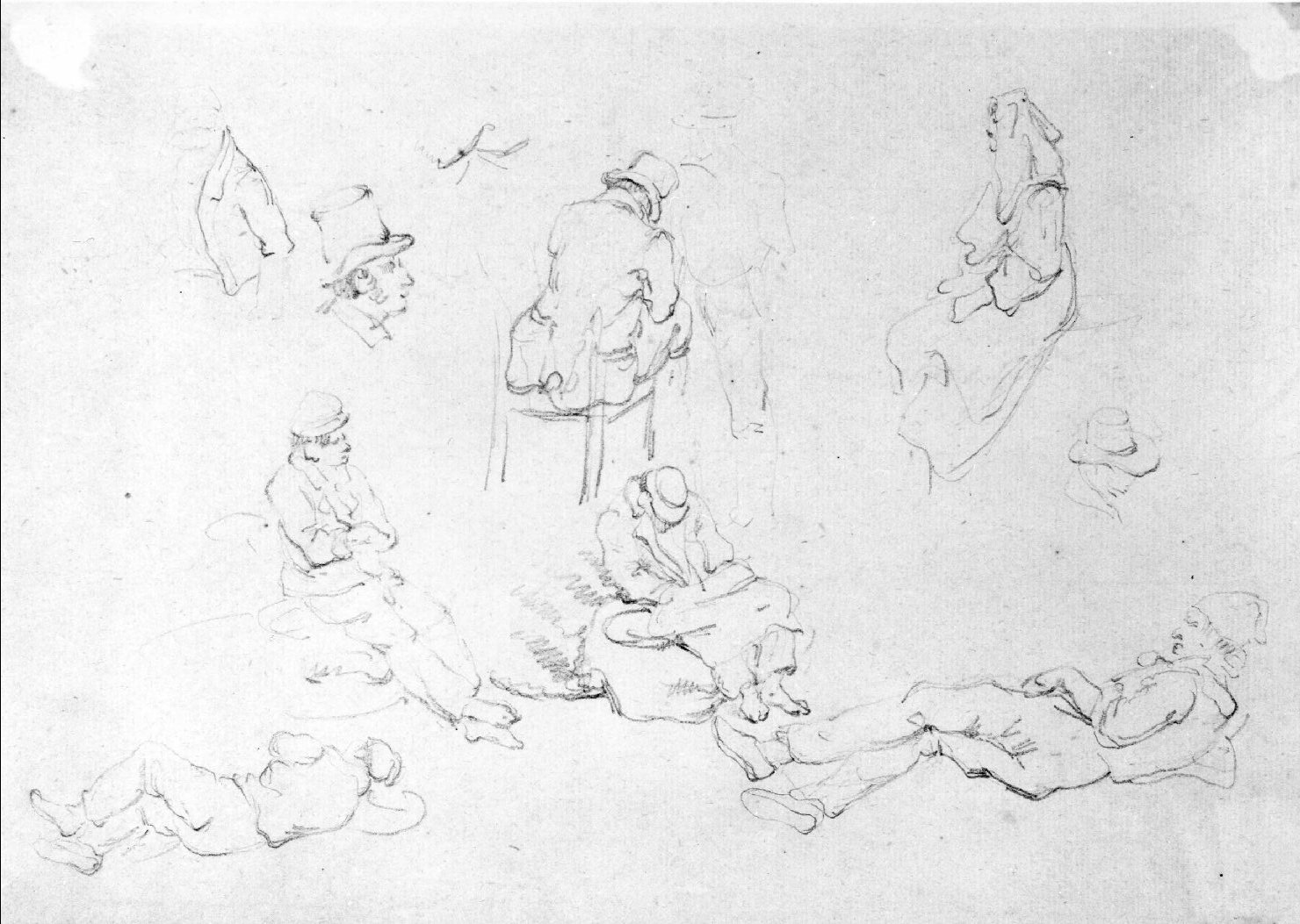 figure maschili e femminili (disegno) di Recchia Angelo (seconda metà sec. XIX)