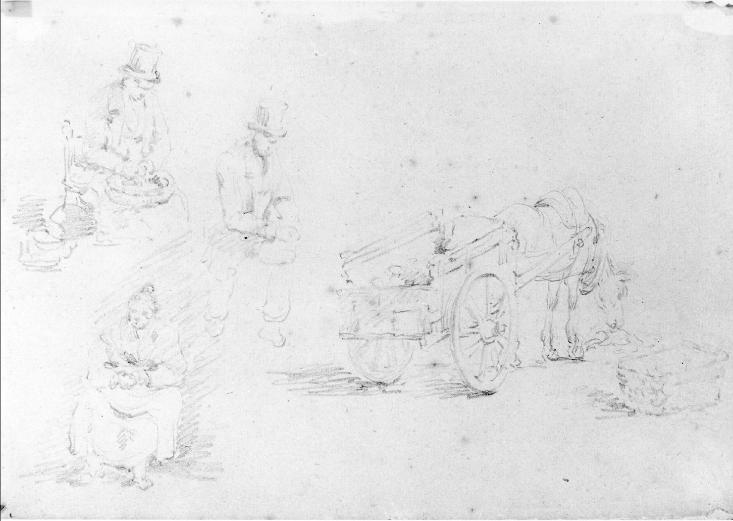 figure, cavalli (disegno) di Recchia Angelo (seconda metà sec. XIX)