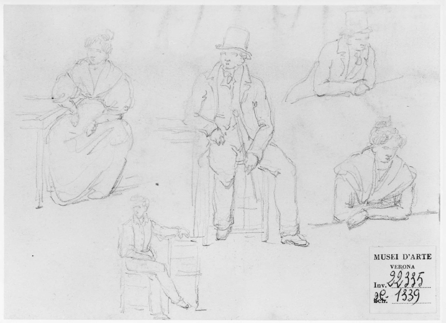 figure maschili e femminili (disegno) di Recchia Angelo (seconda metà sec. XIX)