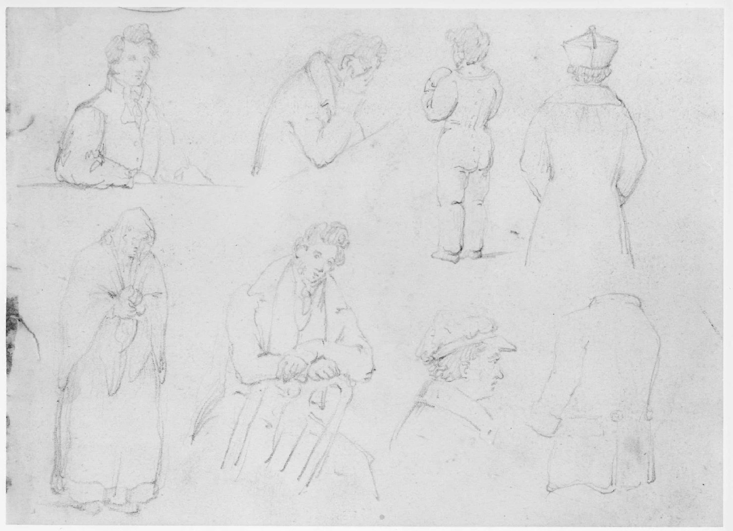 figure maschili e femminili (disegno) di Recchia Angelo (seconda metà sec. XIX)