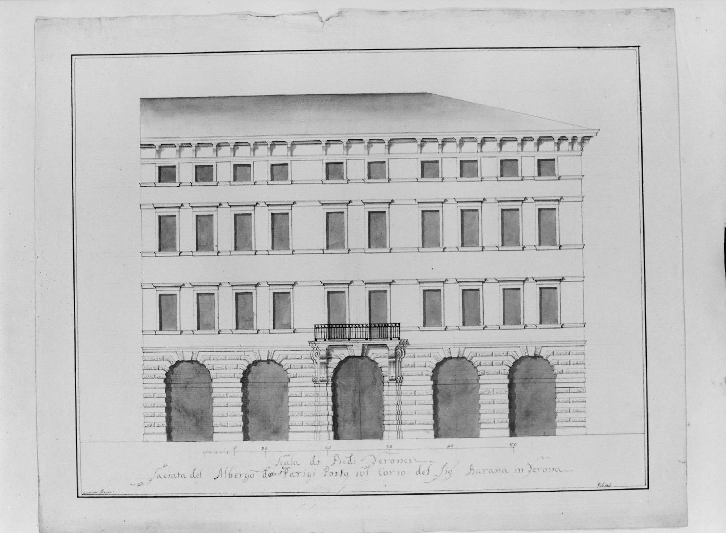 prospetto di edificio (disegno) di Avesani Gaetano (prima metà sec. XIX)