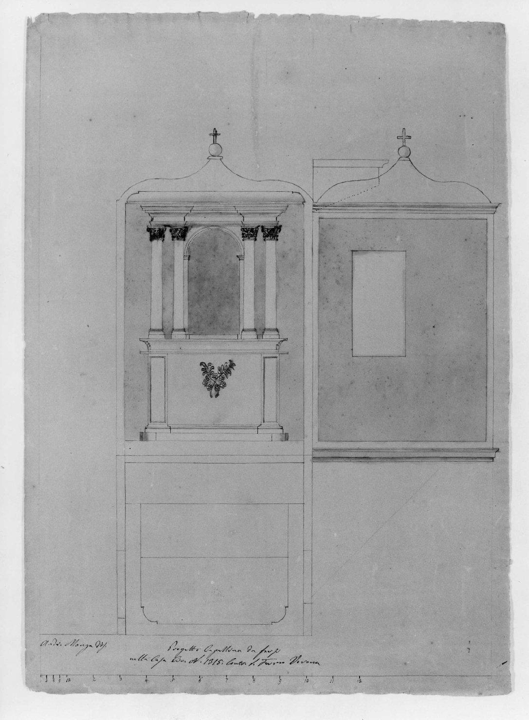 cappella (disegno, serie) di Monga Andrea (prima metà sec. XIX)