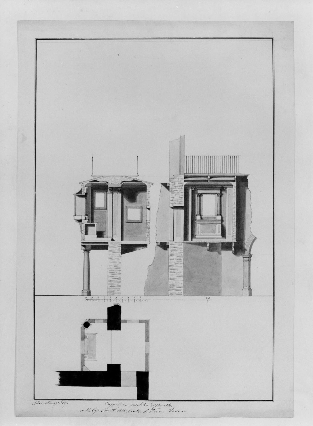 cappella (disegno, serie) di Monga Andrea (prima metà sec. XIX)