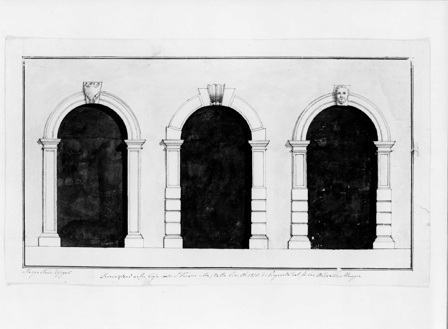 portale (disegno, serie) di Monga Andrea (prima metà sec. XIX)