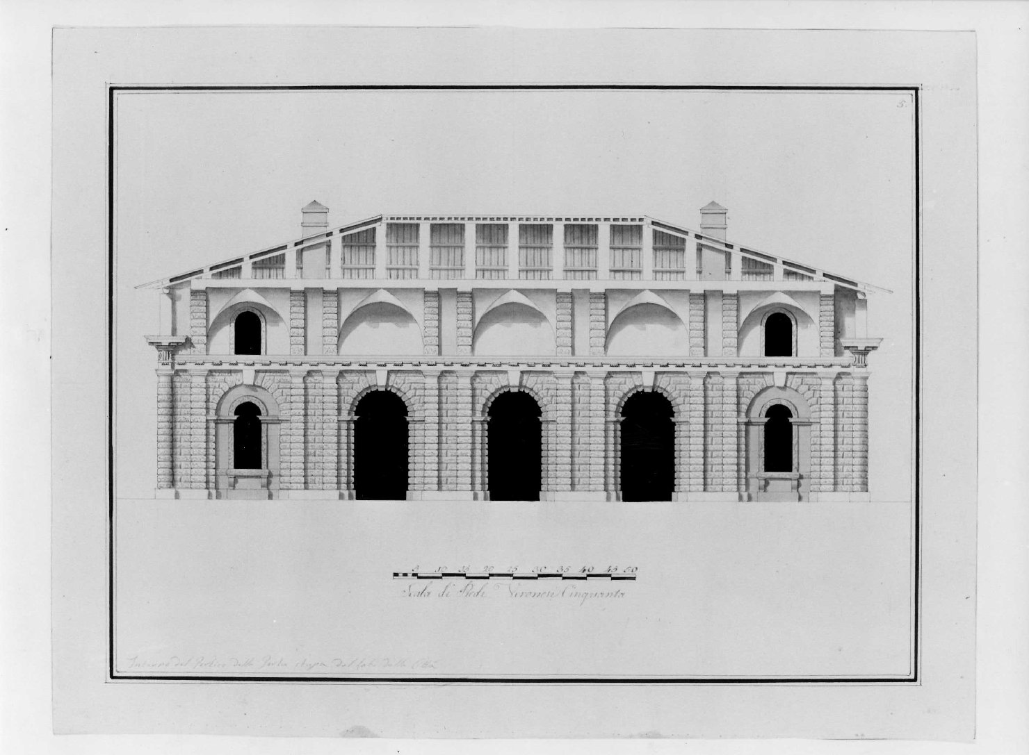 sezione di porta Palio a Verona (disegno, serie) di Avesani Gaetano (attribuito) (prima metà sec. XIX)