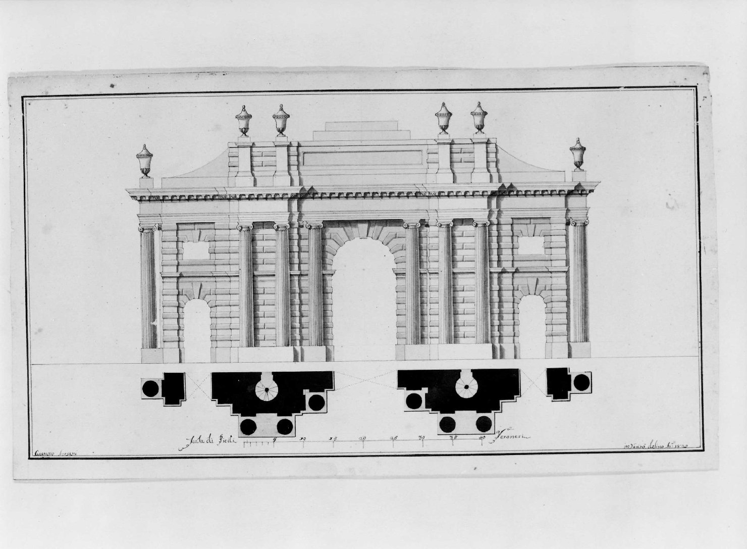 arco trionfale (disegno) di Avesani Gaetano (sec. XIX)