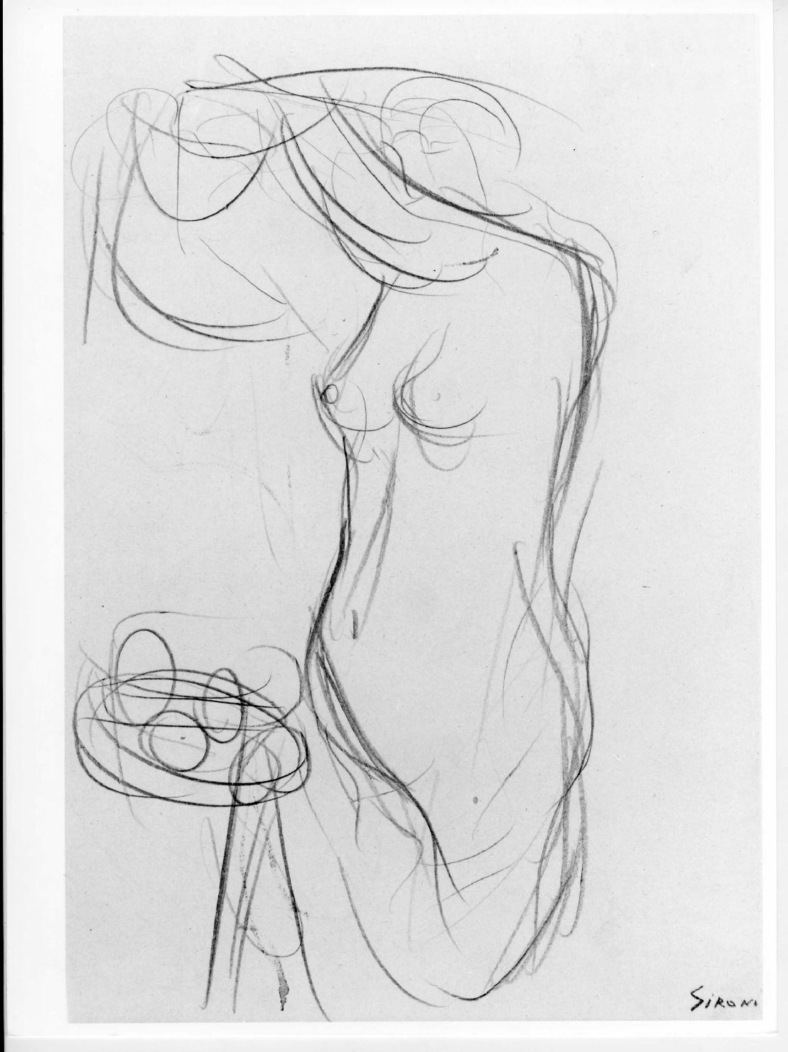 figura femminile nuda (disegno) di Sironi Mario (sec. XX)