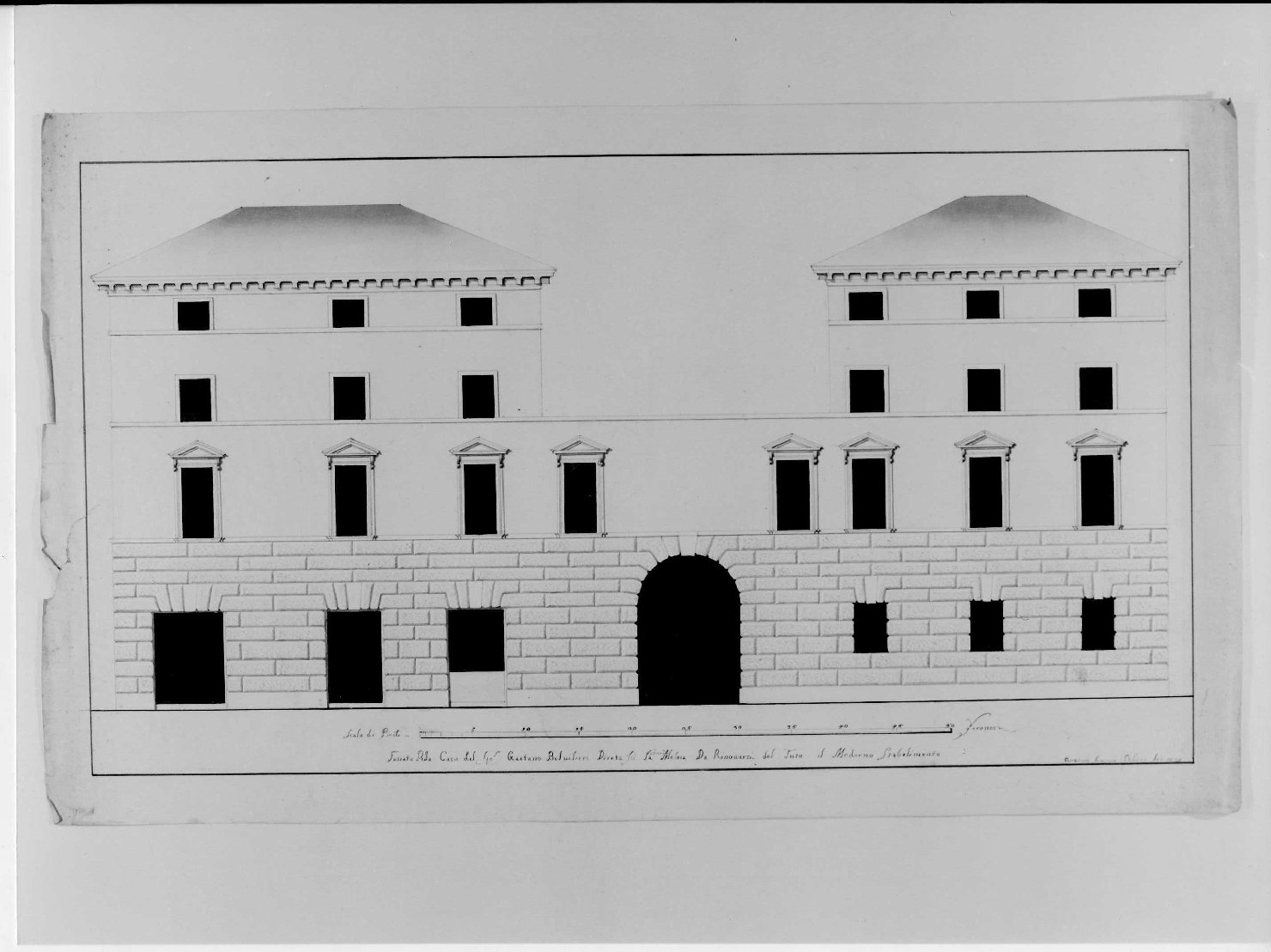 prospetto di edificio (disegno) di Avesani Gaetano (sec. XIX)