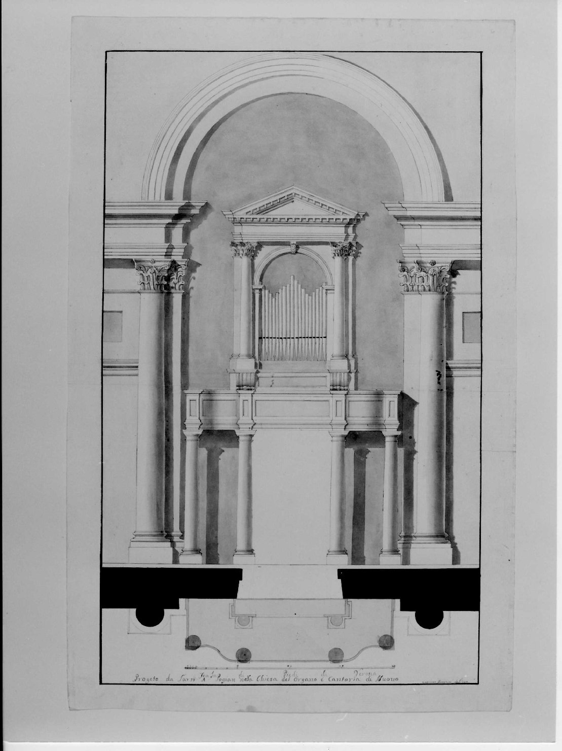 cantoria con organo (disegno) di Avesani Gaetano (prima metà sec. XIX)