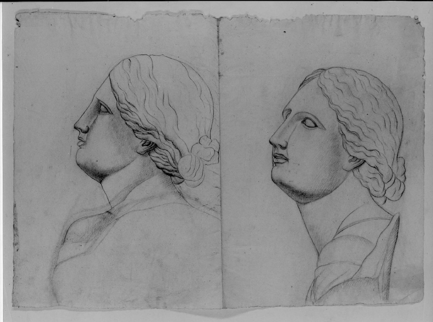 busto femminile (disegno) - ambito Italia settentrionale (prima metà sec. XIX)