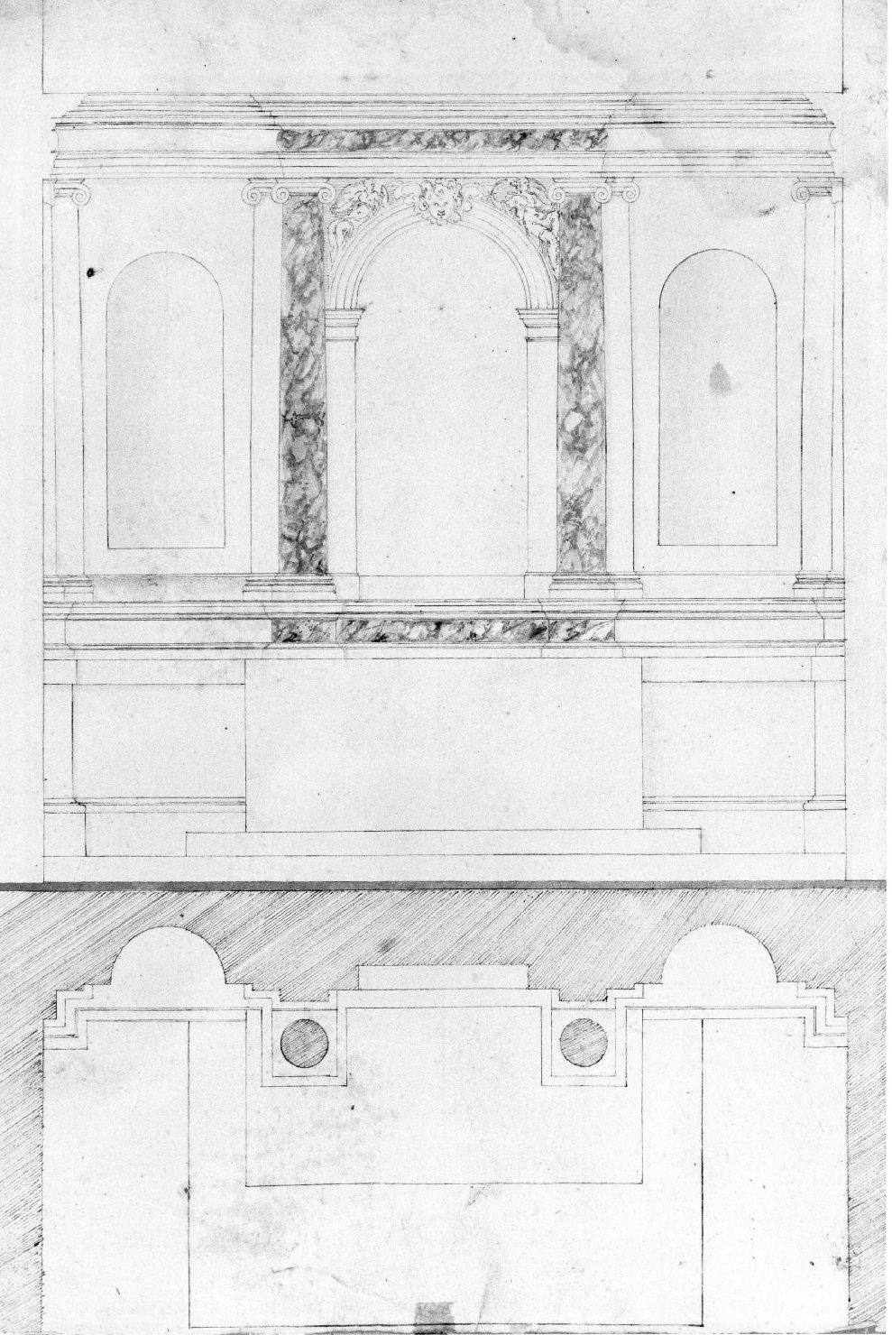 cappella (disegno) di Farinati Paolo (bottega) (secc. XVI/ XVII)