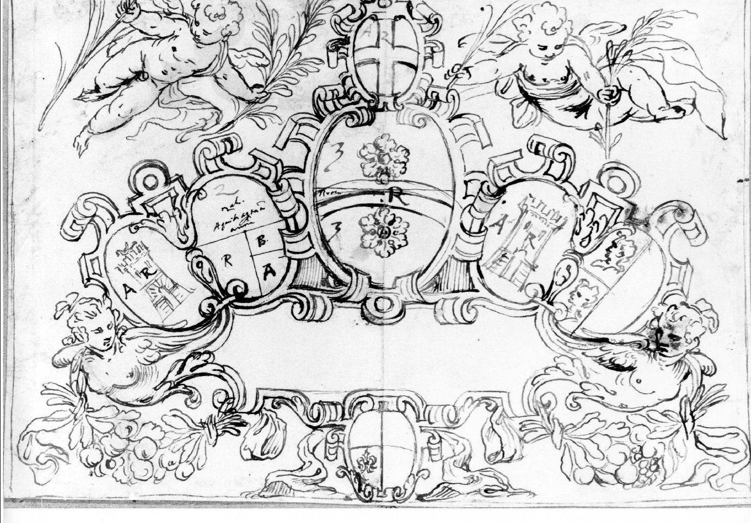 cornice (disegno) di Farinati Orazio (seconda metà sec. XVI)