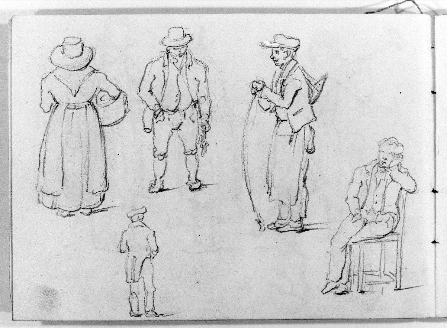 figure maschili e femminili (disegno, serie) di Canella Carlo (seconda metà sec. XIX)