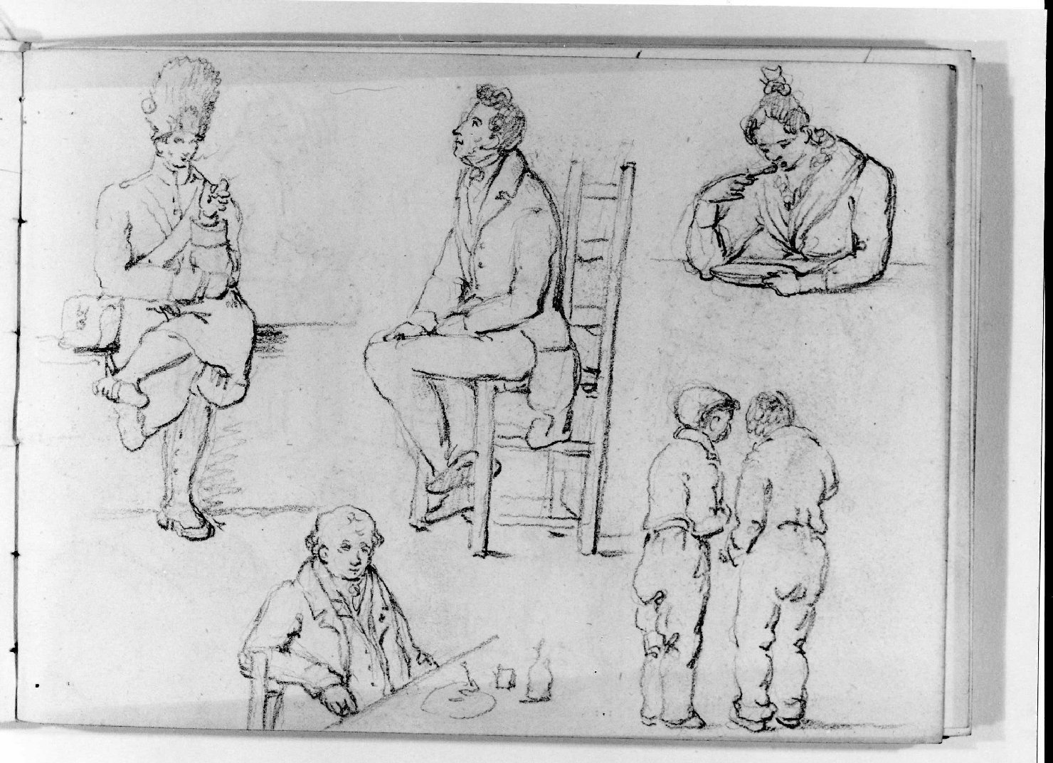 figure maschili e femminili (disegno, serie) di Canella Carlo (seconda metà sec. XIX)