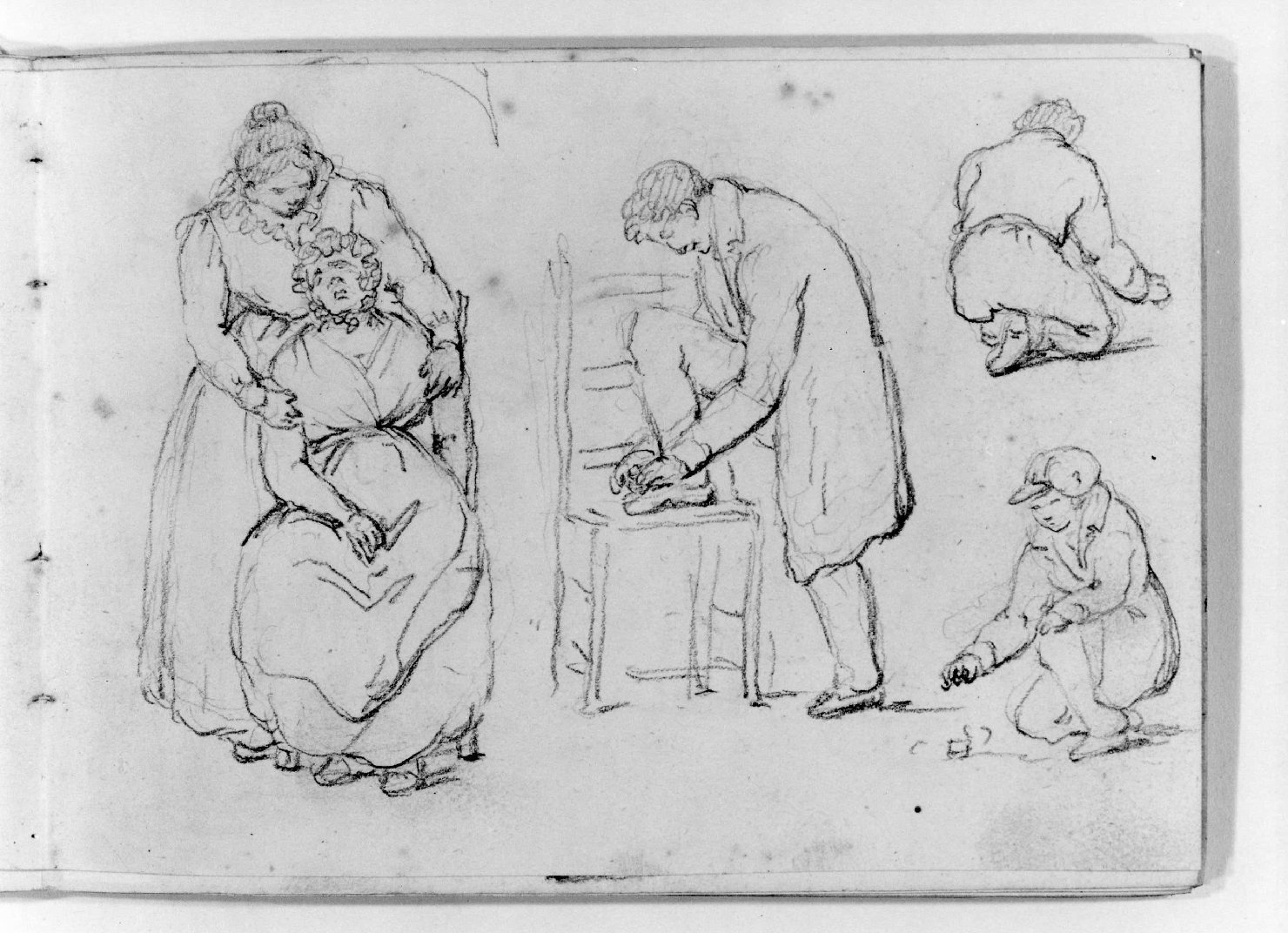 figure maschili e femminili (disegno, serie) di Canella Carlo (seconda metà sec. XIX)