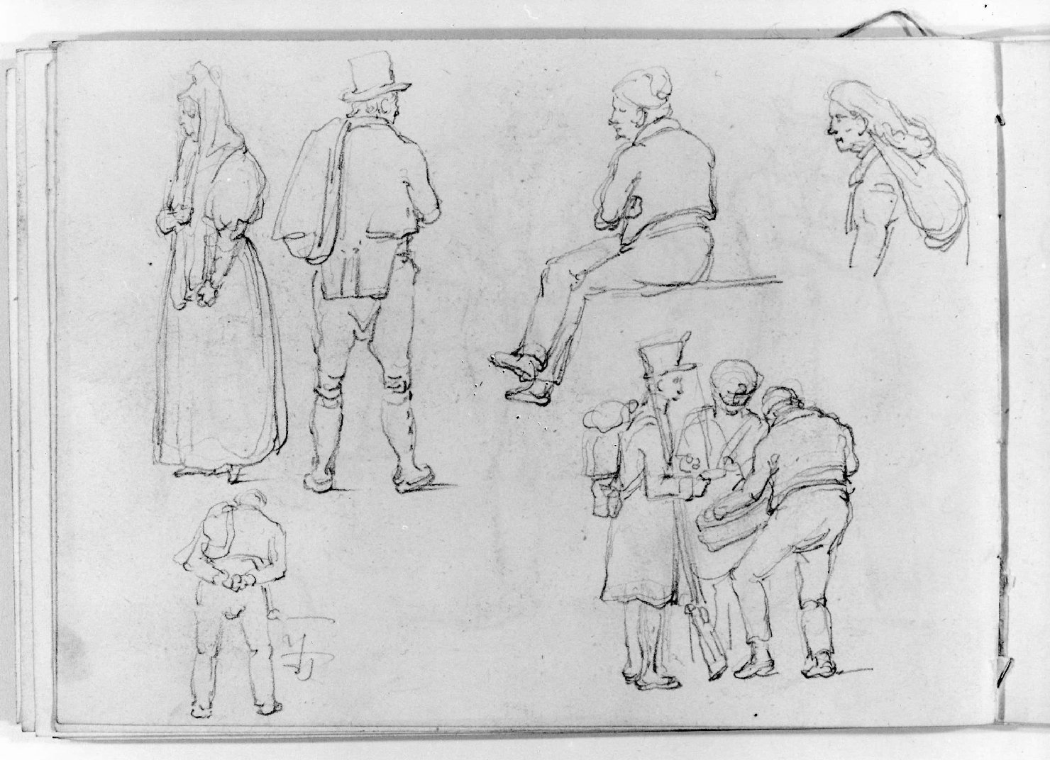 figure maschili e femminili (disegno, serie) di Canella Carlo (seconda metà sec. XIX)