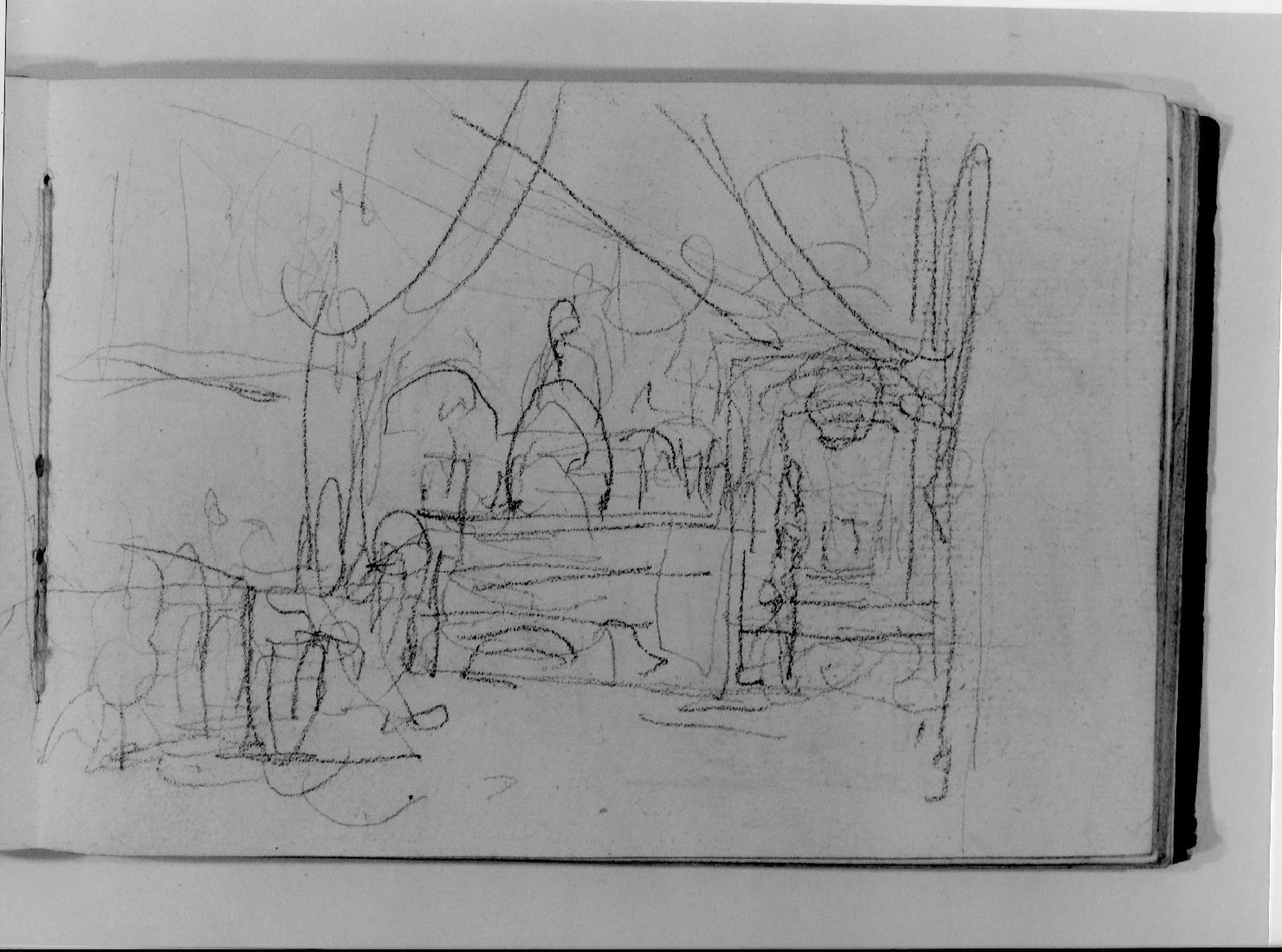 interno con figure (disegno, serie) di Canella Carlo (prima metà sec. XIX)