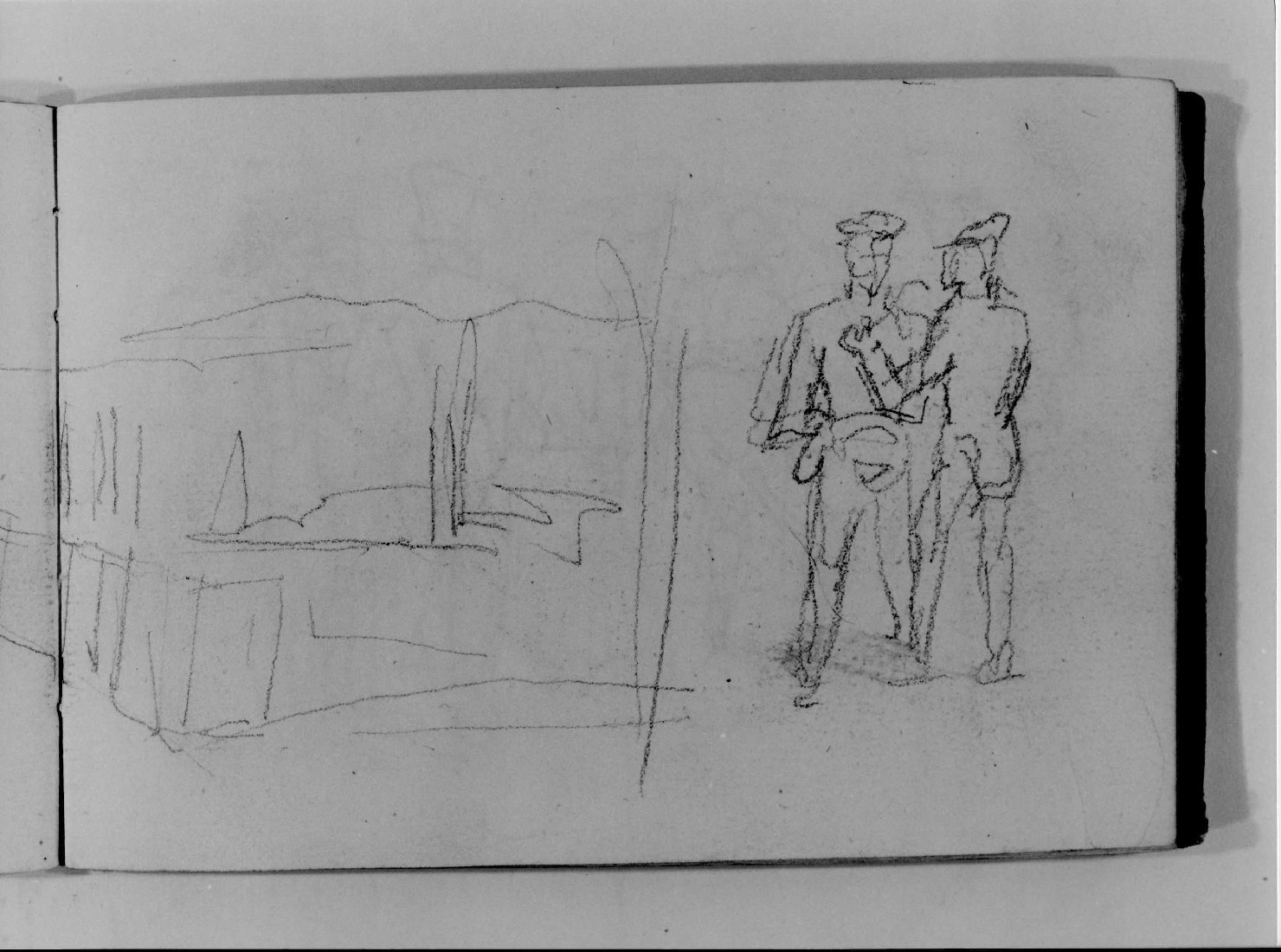 paesaggio con figure (disegno, serie) di Canella Carlo (prima metà sec. XIX)