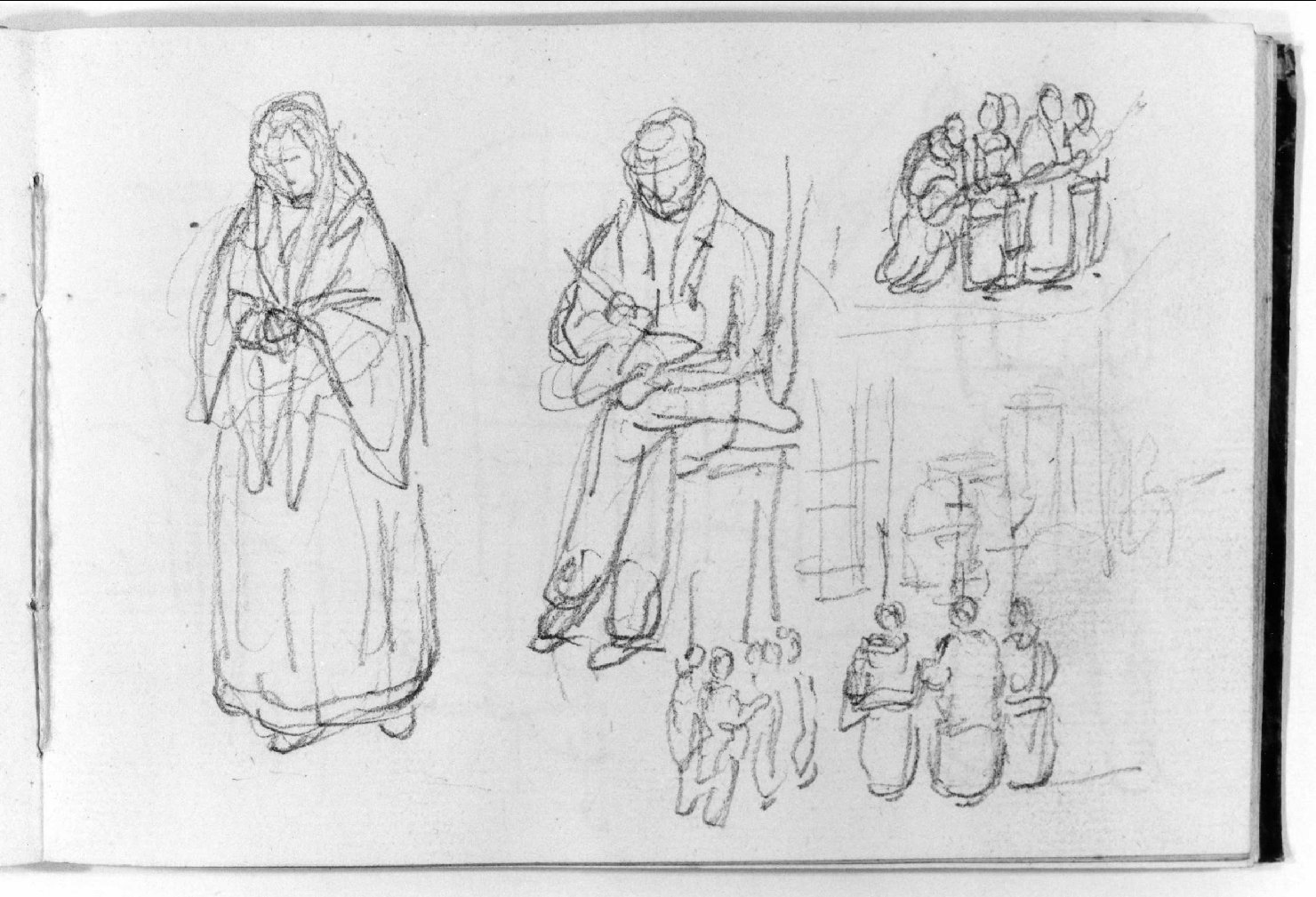 figure maschili e femminili (disegno, serie) di Canella Carlo (seconda metà sec. XIX)