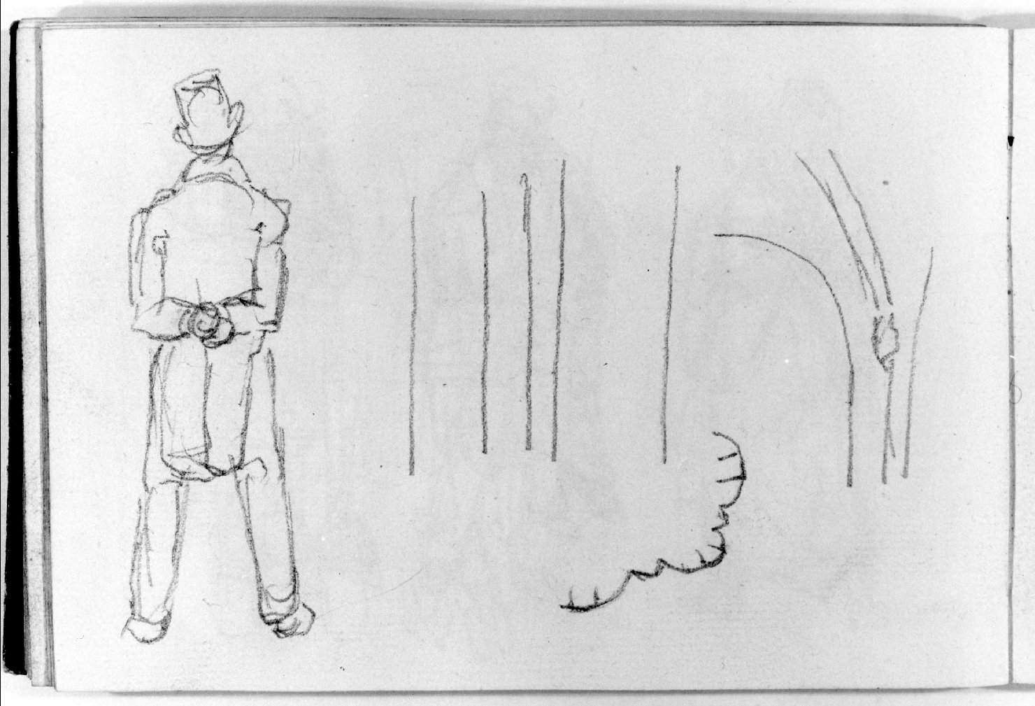 figura maschile e elementi architettonici (disegno, serie) di Canella Carlo (seconda metà sec. XIX)