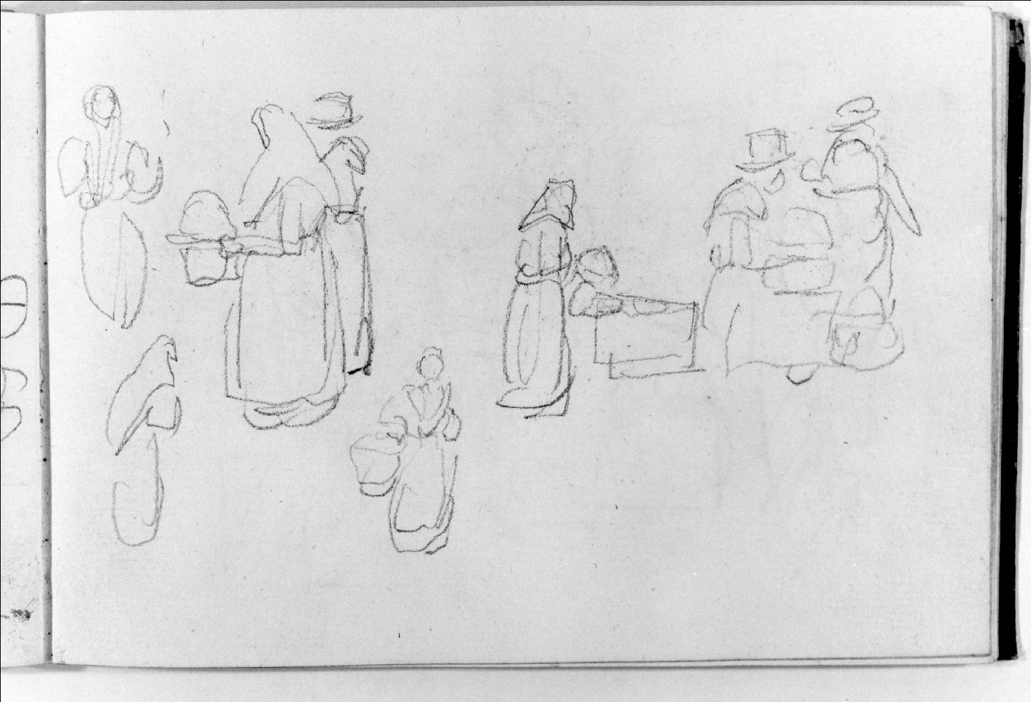 figure maschili e femminili (disegno, serie) di Canella Carlo (seconda metà sec. XIX)