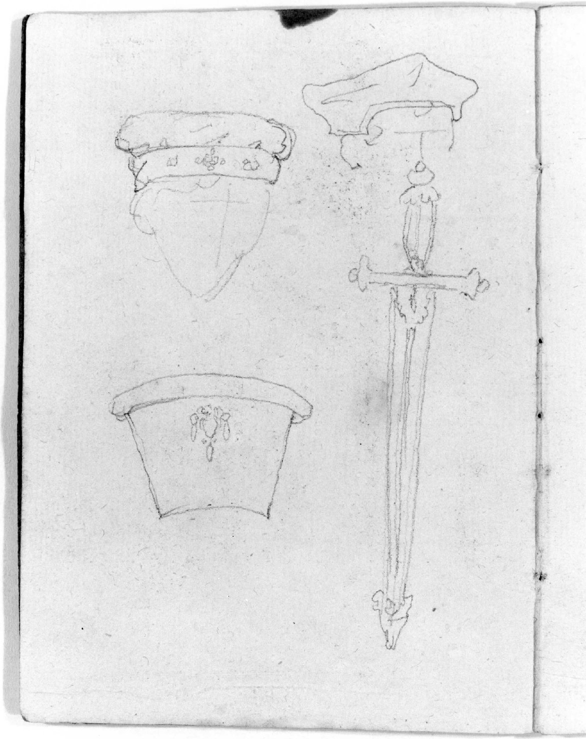 spada e cappello (disegno, serie) di Canella Giuseppe (prima metà sec. XIX)